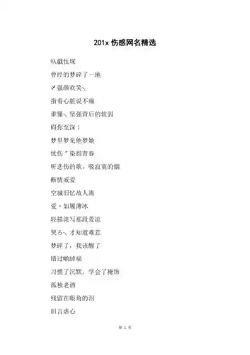 201x伤感网名精选