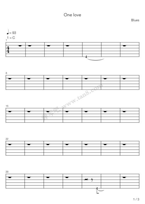 吉他谱 - one love