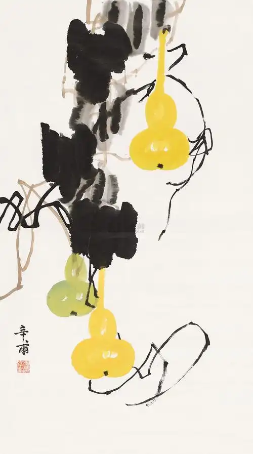 0074葫芦图镜心设色纸本