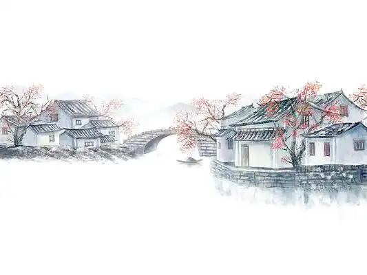 黑色手绘古风中国风水墨风房子房屋元素png素材