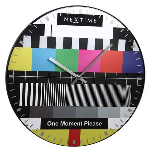 nextime荷兰立时天电视信号彩条挂钟14英寸客厅个性停播画面钟表