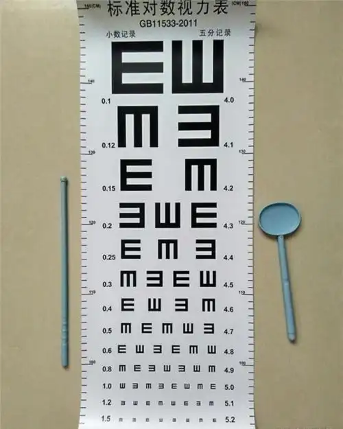 筛查中发现视力有异常的幼儿,医生又指导他们看标准视力表进一步检查