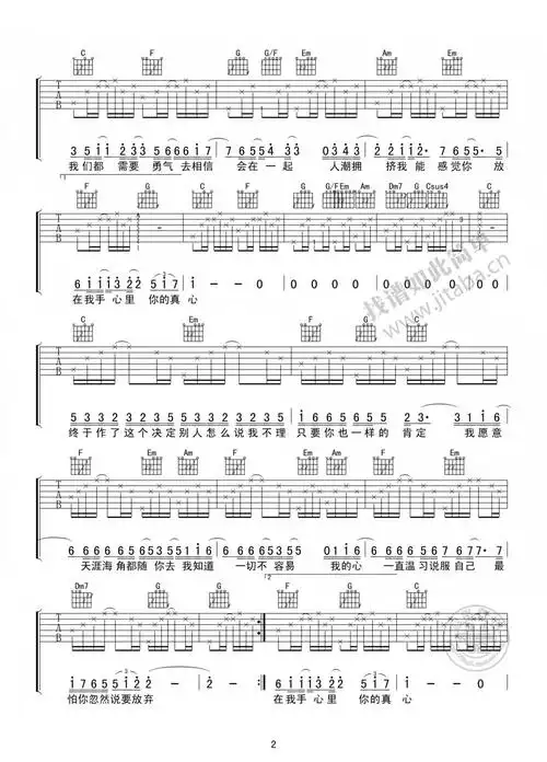 梁静茹勇气吉他谱hero制作