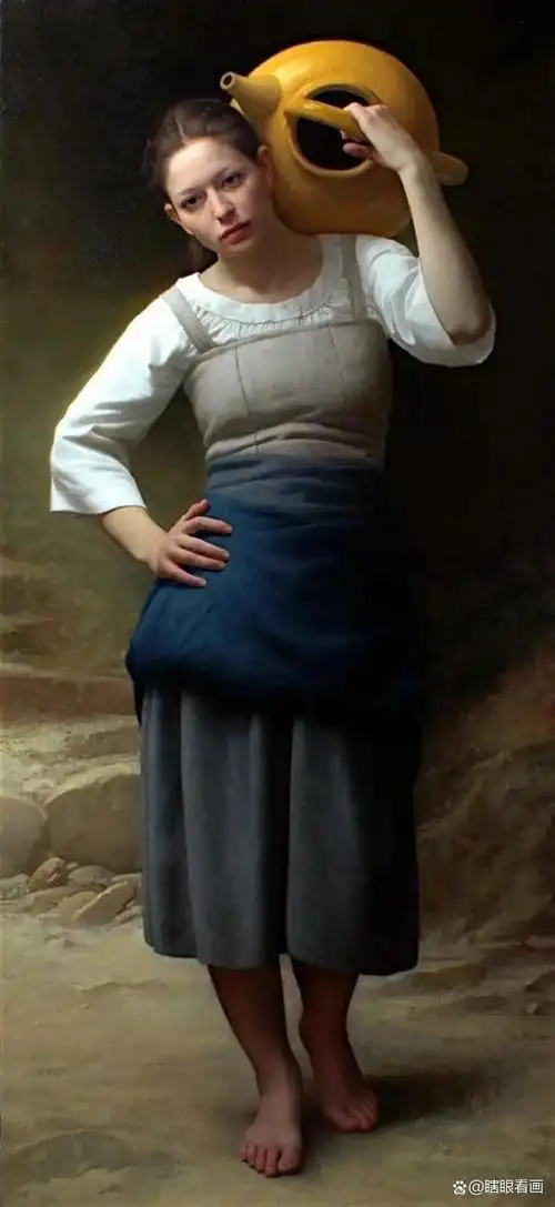 油画作品赏析《黄壶,少女与情感的交织》