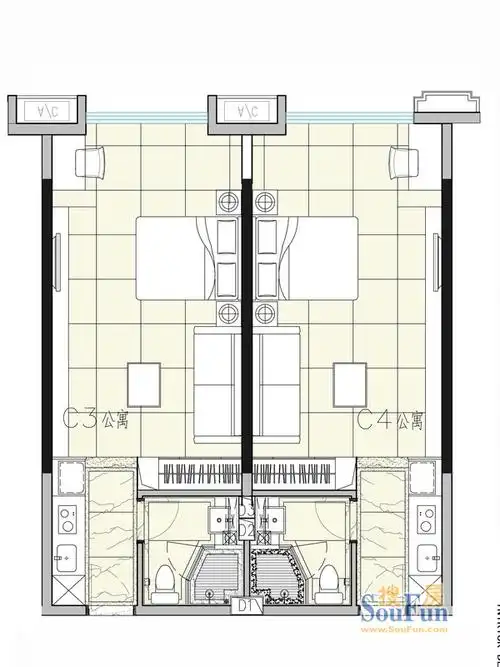 广州民间金融大厦公寓 1室0厅1卫1厨