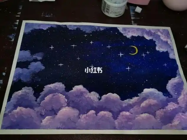 简单又好看星空水粉画 水粉画教程初学者星空