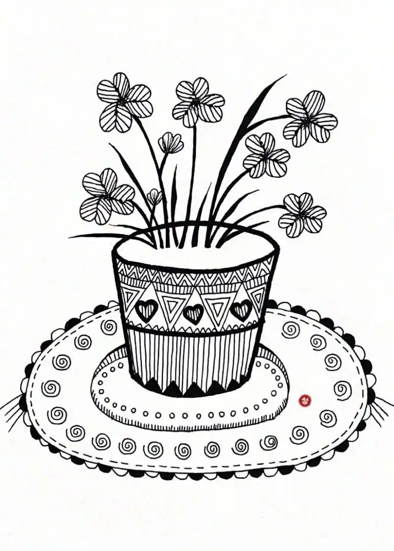 儿童线描画/花盆