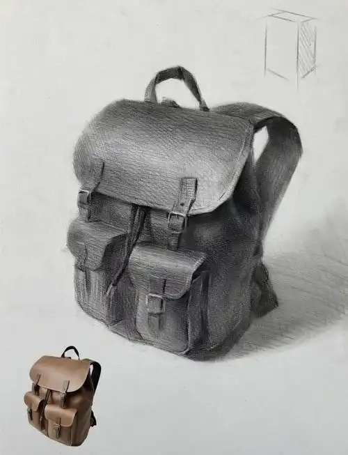 🎨牛皮背包素描步骤