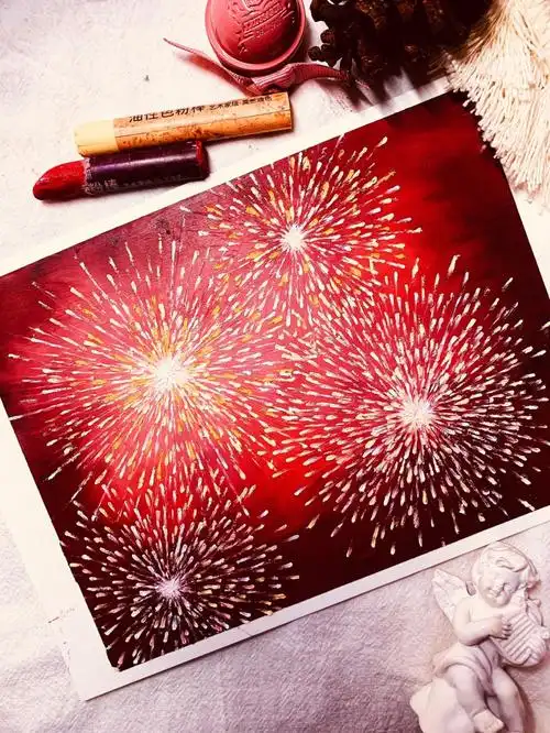 油画棒灿烂烟花附步骤图