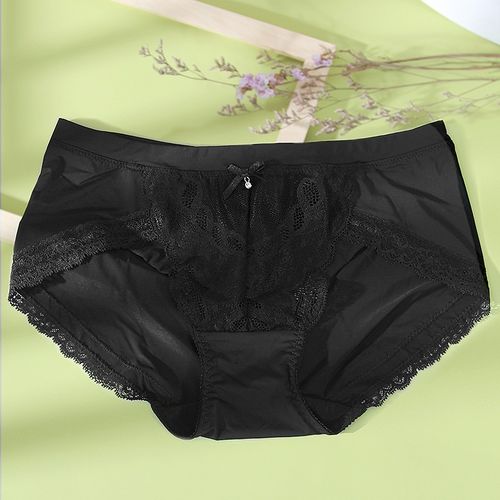 戴芝蒂夏新款中腰性感蕾丝透气女式内裤gb66503 黑色 m