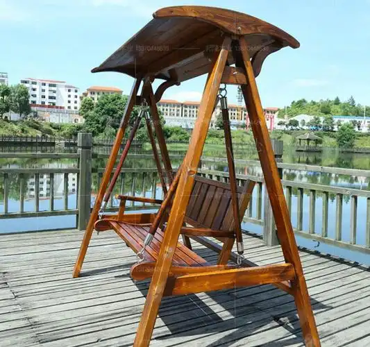 百益永进户外阳台实木秋千吊椅室内成人双人摇篮室外防腐庭院吊篮摇椅