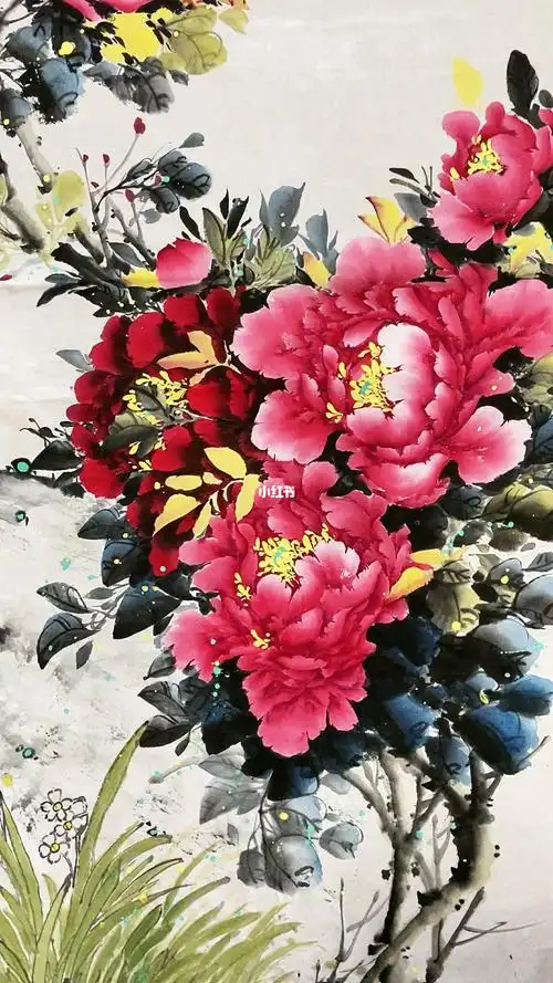 四尺整张小写意牡丹