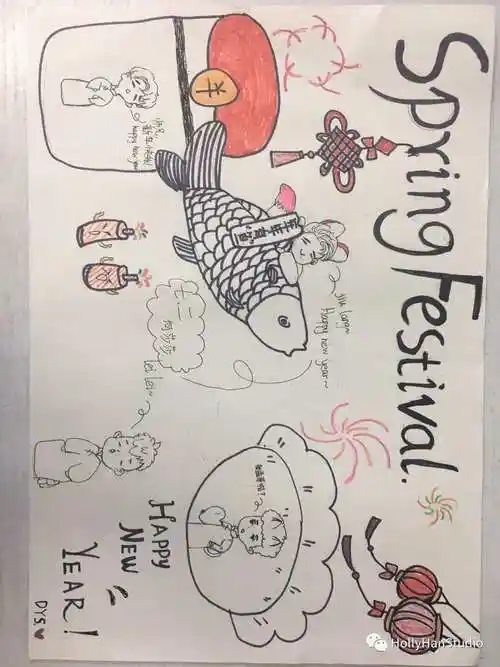 春节你好七年级thespringfestival主题英语手抄报赏析