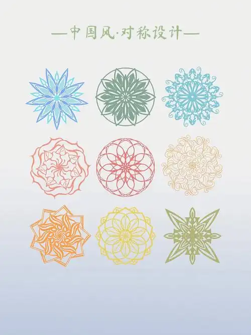 素材中国风传统对称花纹纹样免抠元素png