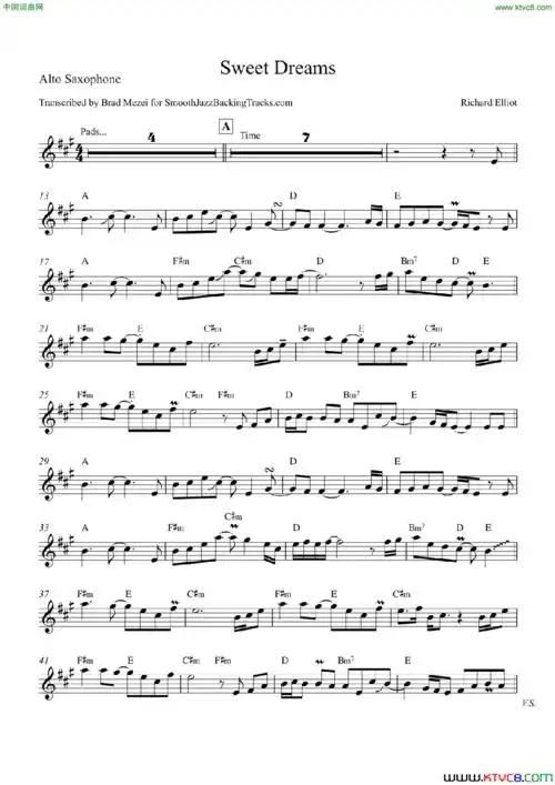 《sweetdreams中音萨克斯(sweet dreams中音萨克斯)》,原创萨克斯谱