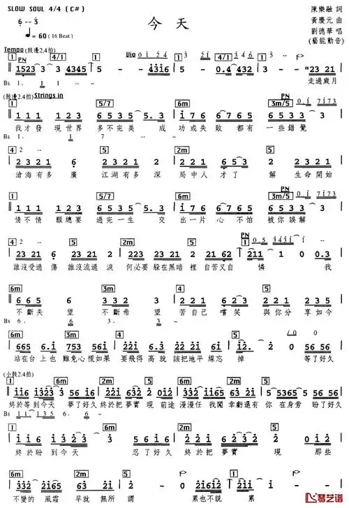 今天简谱歌词走过岁月我才发现世界多不完美成功或失败都有一些错觉