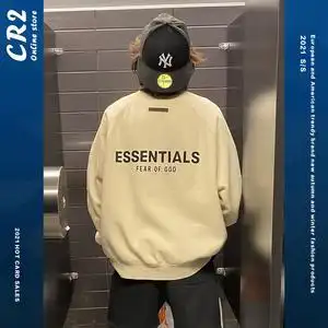 fearofgod复线硅胶字母圆领卫衣男女essentials高街宽松嘻哈潮