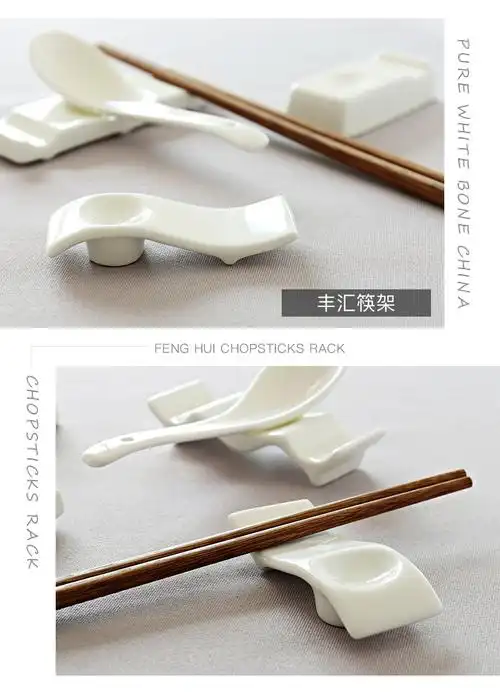 厂家直销纯白酒店摆台骨瓷筷子托架放筷子托枕 陶瓷筷子架筷托