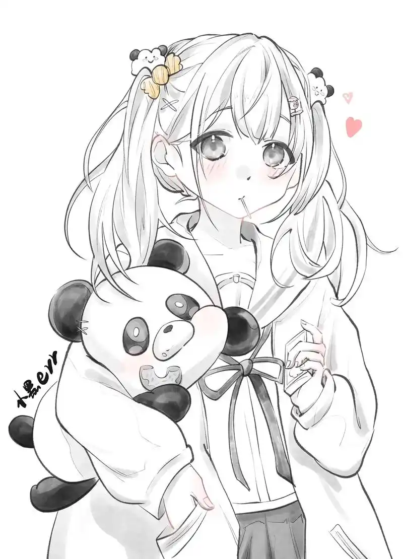 今天是可爱小女孩#画画 #线稿 #动漫 #流量 临摹临摹 - 抖音