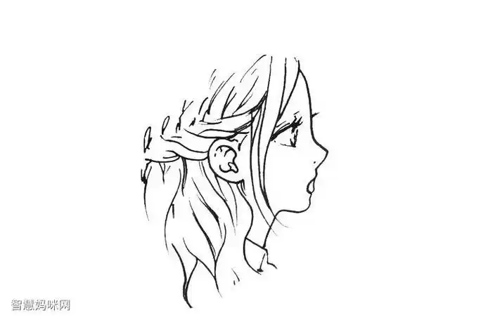 动漫风女孩侧脸简笔画画法