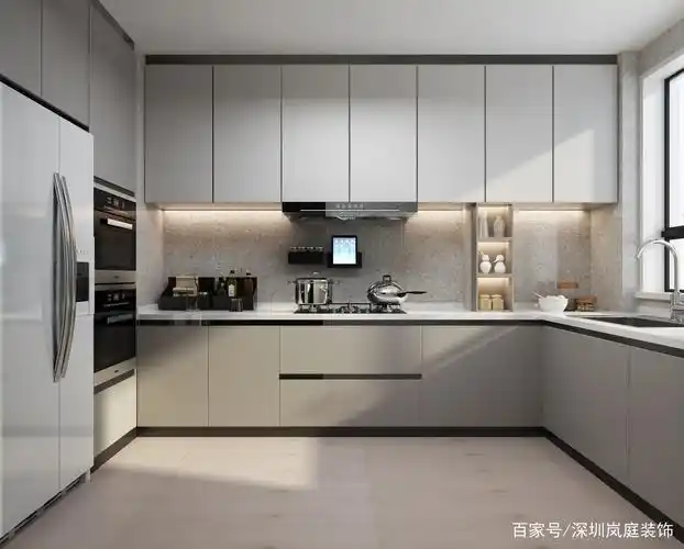黑白灰色搭配的厨房空间,简约时尚且富有质感.