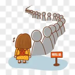 手绘卡通一群排队的人素材