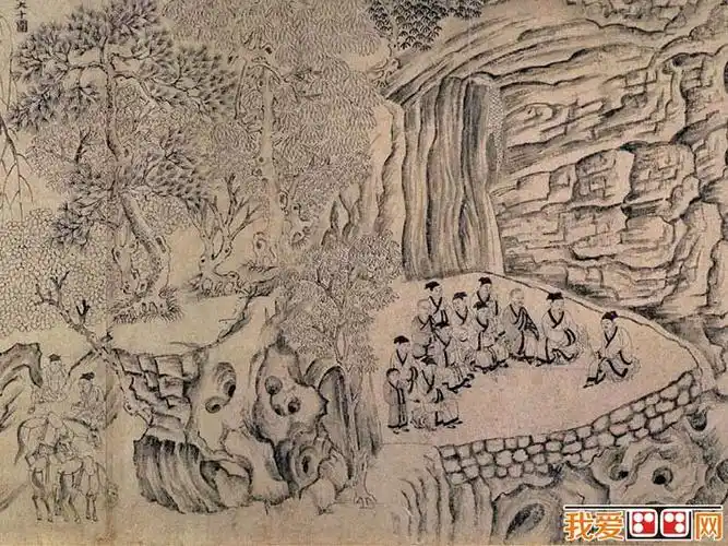 李公麟《龙眠山庄图》_宋代水墨山水画长卷完整全图赏析(5)