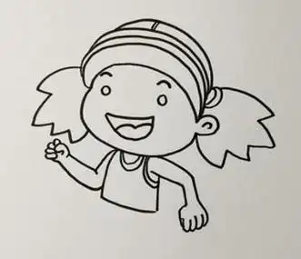 带涂色小女孩跑步简笔画怎么画