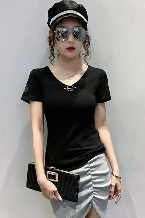 黑色t恤女短袖宽松