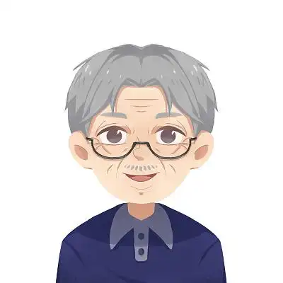 中分留着小胡子带着眼镜的老爷爷卡通人物头像老人头像元素手绘漫画