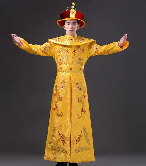 新款龙袍皇帝服装亮片绣花古装汉服唐装清朝宫廷男士演出服装