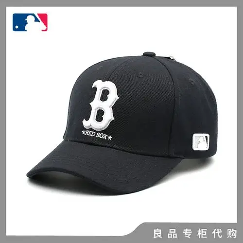 正品17新款mlb棒球帽b字母红袜队藏蓝色男女情侣春夏天遮阳帽子优惠券