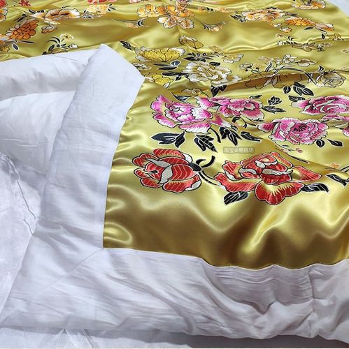 老式手工被子老式包边被子结婚手工棉花传统丝绸绸缎喜被复古棉絮双人
