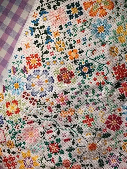 浪漫唯美小花十字绣成品