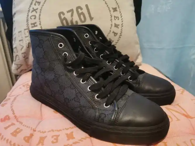 gucci经典图文高帮百搭鞋