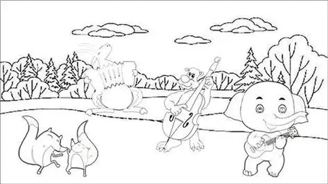 森林舞会简笔画幼儿园