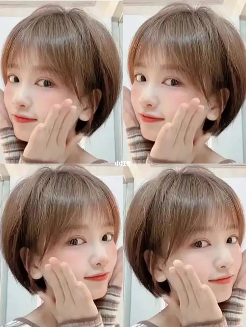 这款挂耳式短发发型|蓬松感,圆脸短发超显头型立体感放在什么时候都