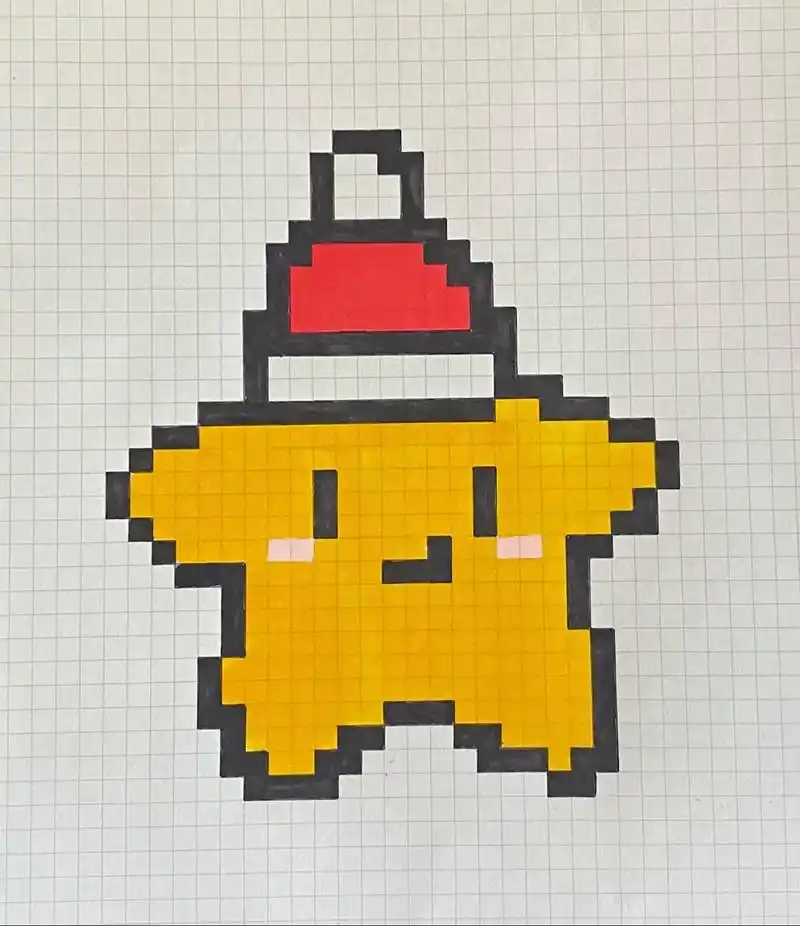 像素画教程:圣诞小星星8215.#格子画 #网格画教学 #图文种 - 抖音