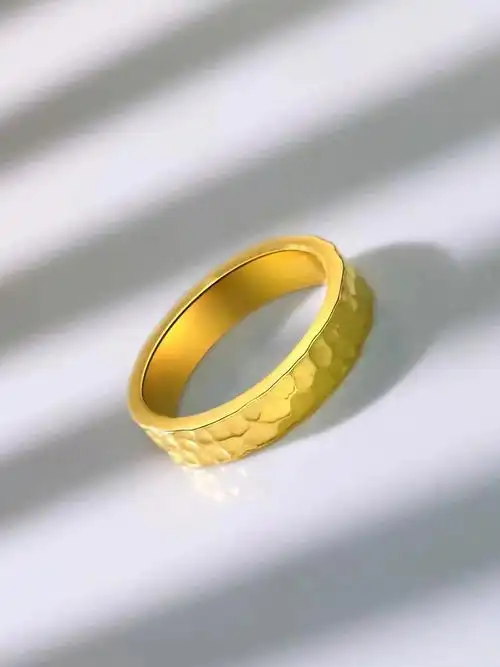 陨石坑足金999黄金戒指