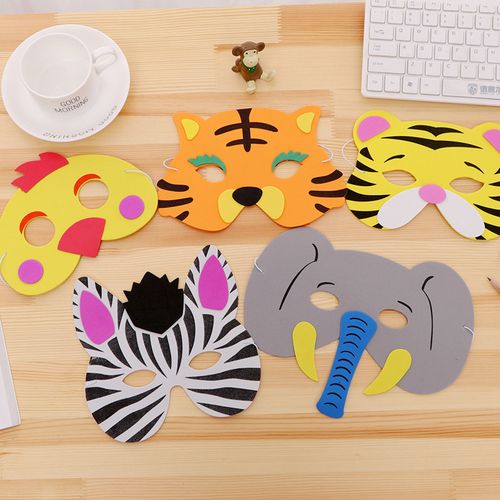 卡通面具动物头饰幼儿园儿童eva亲子活动动物装扮老虎兔子猴子猫