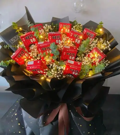 旺仔牛奶满天星花束图片