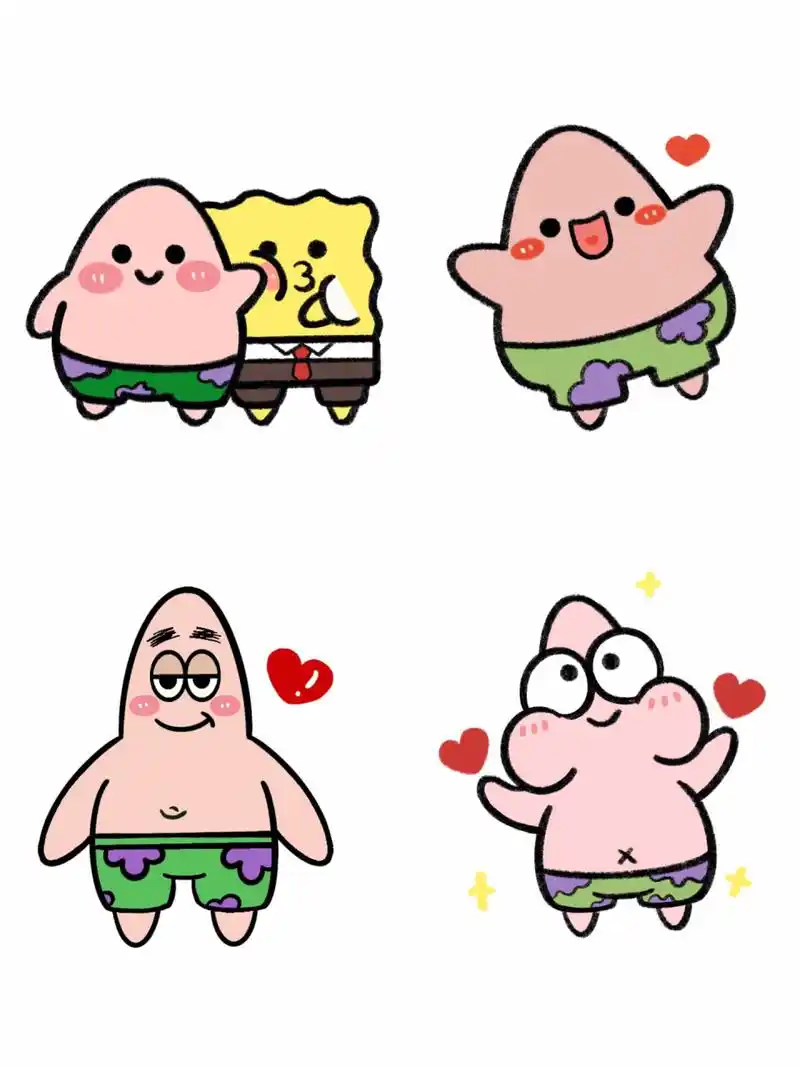 手残党学简笔画附教程7315可爱派大星画法合集 之前一直有小可爱