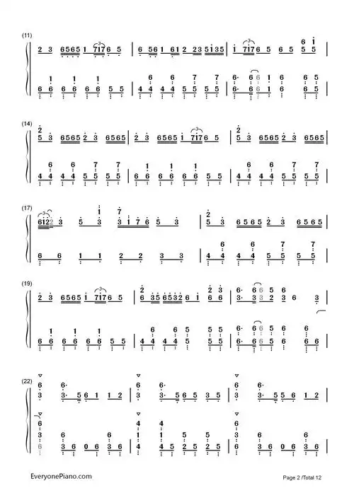 千本樱触手猴版本带力度版双手简谱预览2