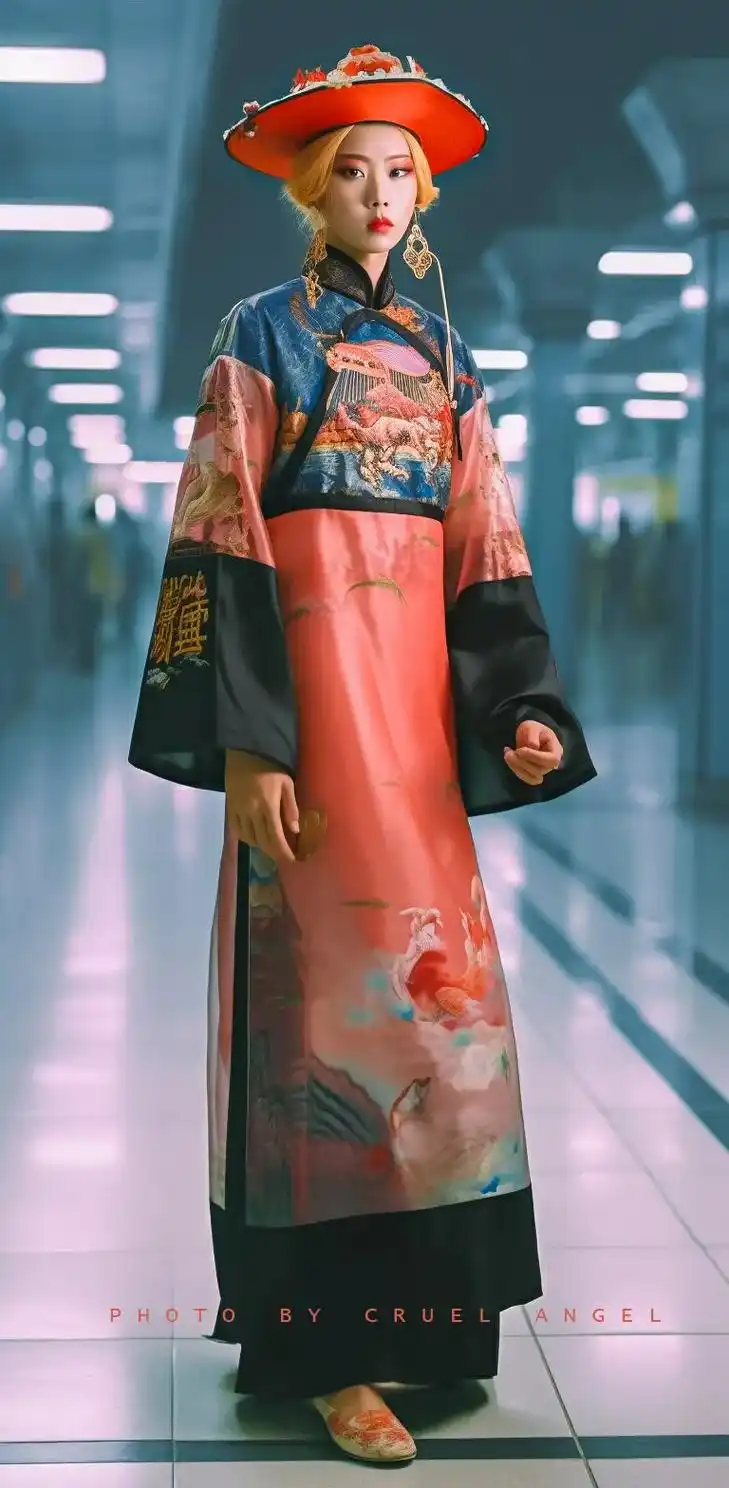 昨晚睡觉的时候就在想要把清朝官服和粉色女生搭 - 抖音