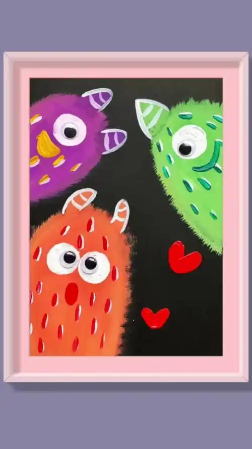 红黄蓝三原色调和三间色小怪兽