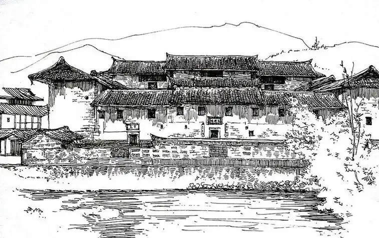 中国古建筑简笔画中国古建筑简笔画线描