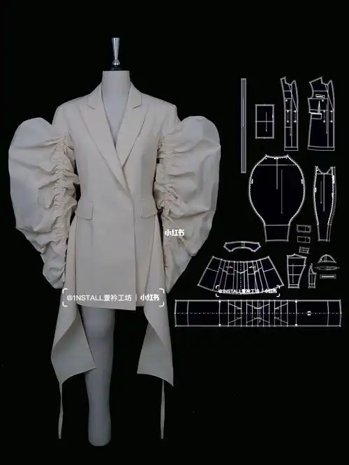 版型分享创意羊腿袖西服外套