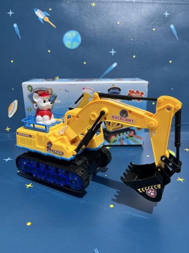 潮流阁儿童电动挖掘机宝宝推土机音乐玩具车万向工程车男孩推土机