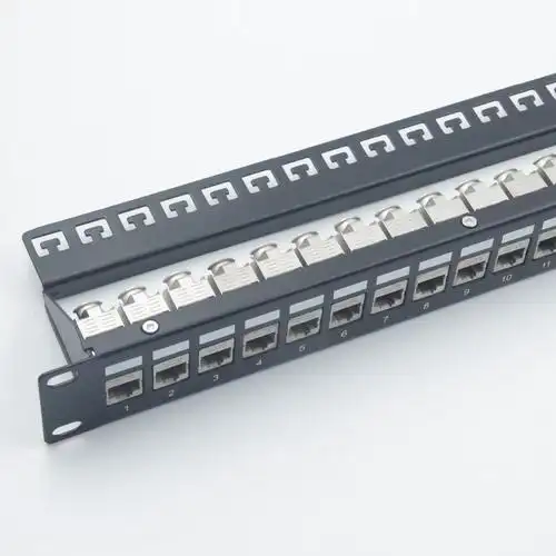 24口屏蔽配线架 空架1u机架式 模块式屏蔽空架 带理线架 可oem