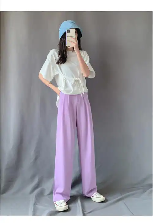 董小妖2020夏季新款小个子阔腿裤垂感薄款高腰拖地裤显高西装裤女